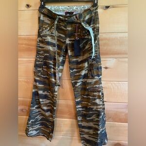 Camouflage Cargo Pants with Studded Details size Large